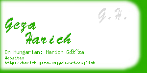 geza harich business card